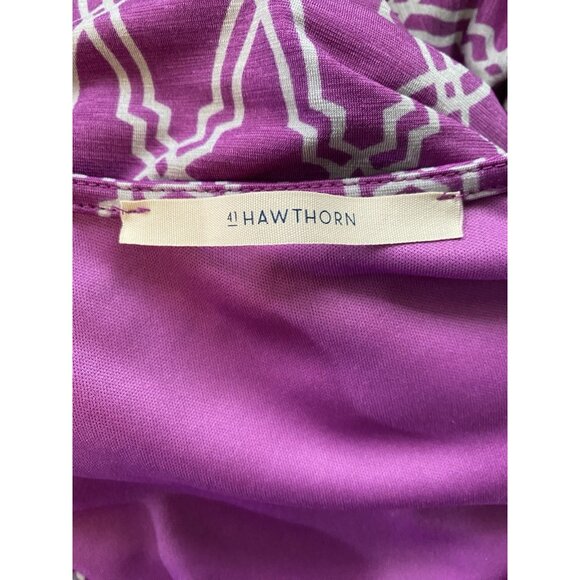 41 Hawthorn Medium Purple Gray Kassidy Wrap Fit Flare Geometric Dress 054 - Picture 14 of 15